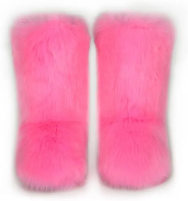 ZSGYCHCY Women's Faux Fur Boots Winter Fuzzy Fluffy Warm Furry Snow Boots Flat Shoes