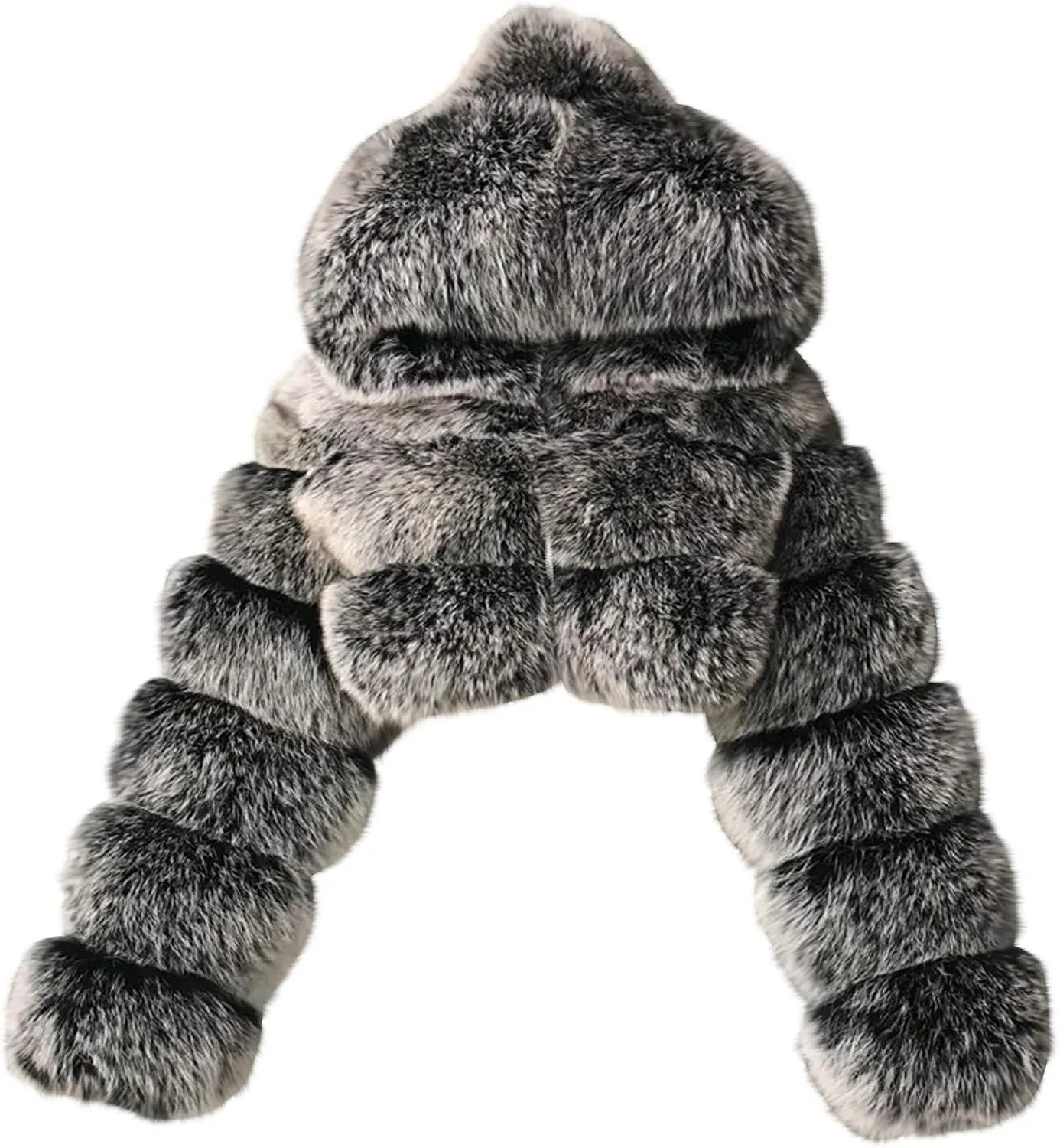 ZYXTIM Womens Hooded Faux Fur Coat Shearling Fluffy Fuzzy Shaggy Cropped Jackets Oversize Fuzzy Warm Winter Coat Outerwear