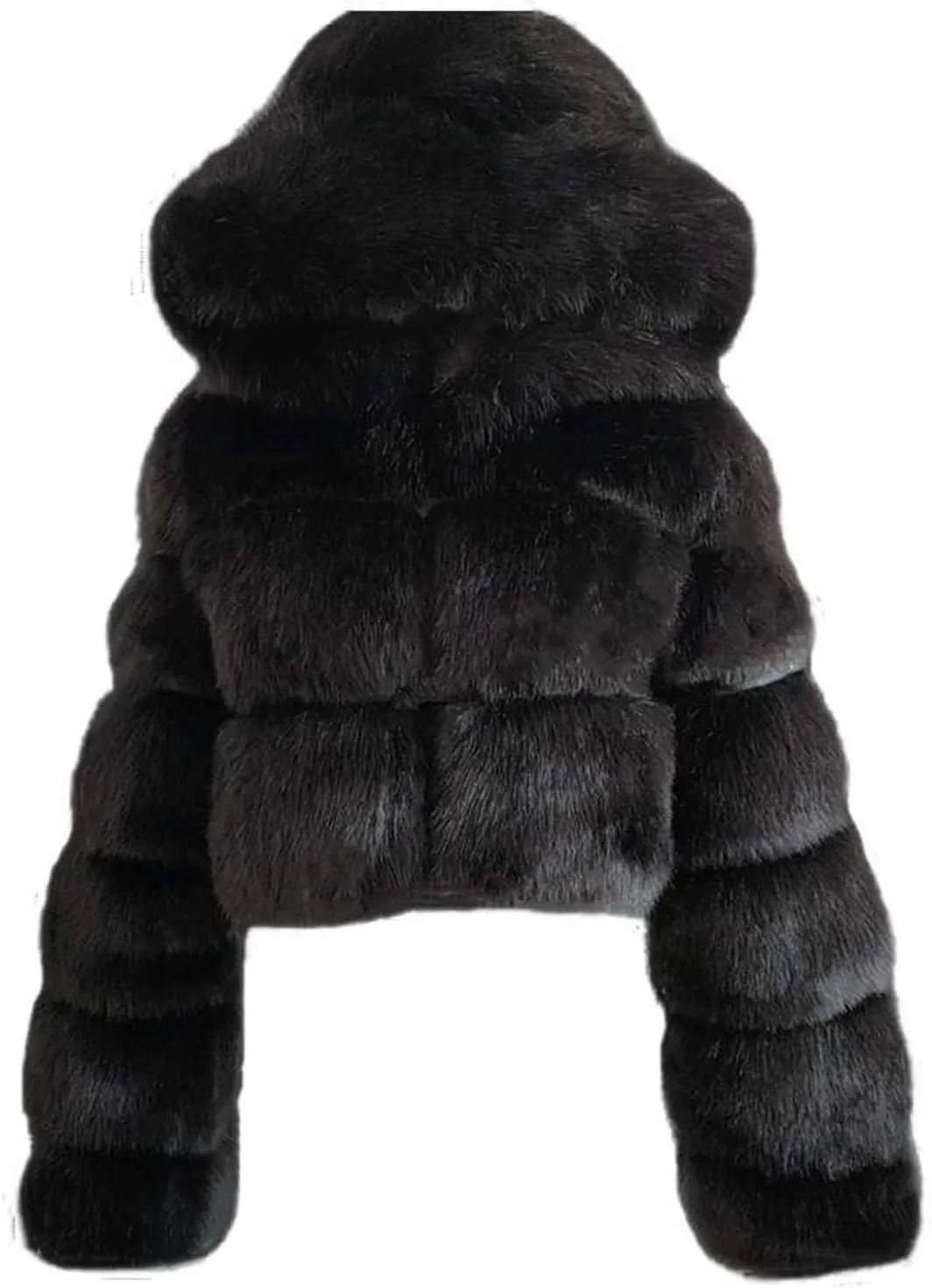 ZYXTIM Womens Hooded Faux Fur Coat Shearling Fluffy Fuzzy Shaggy Cropped Jackets Oversize Fuzzy Warm Winter Coat Outerwear