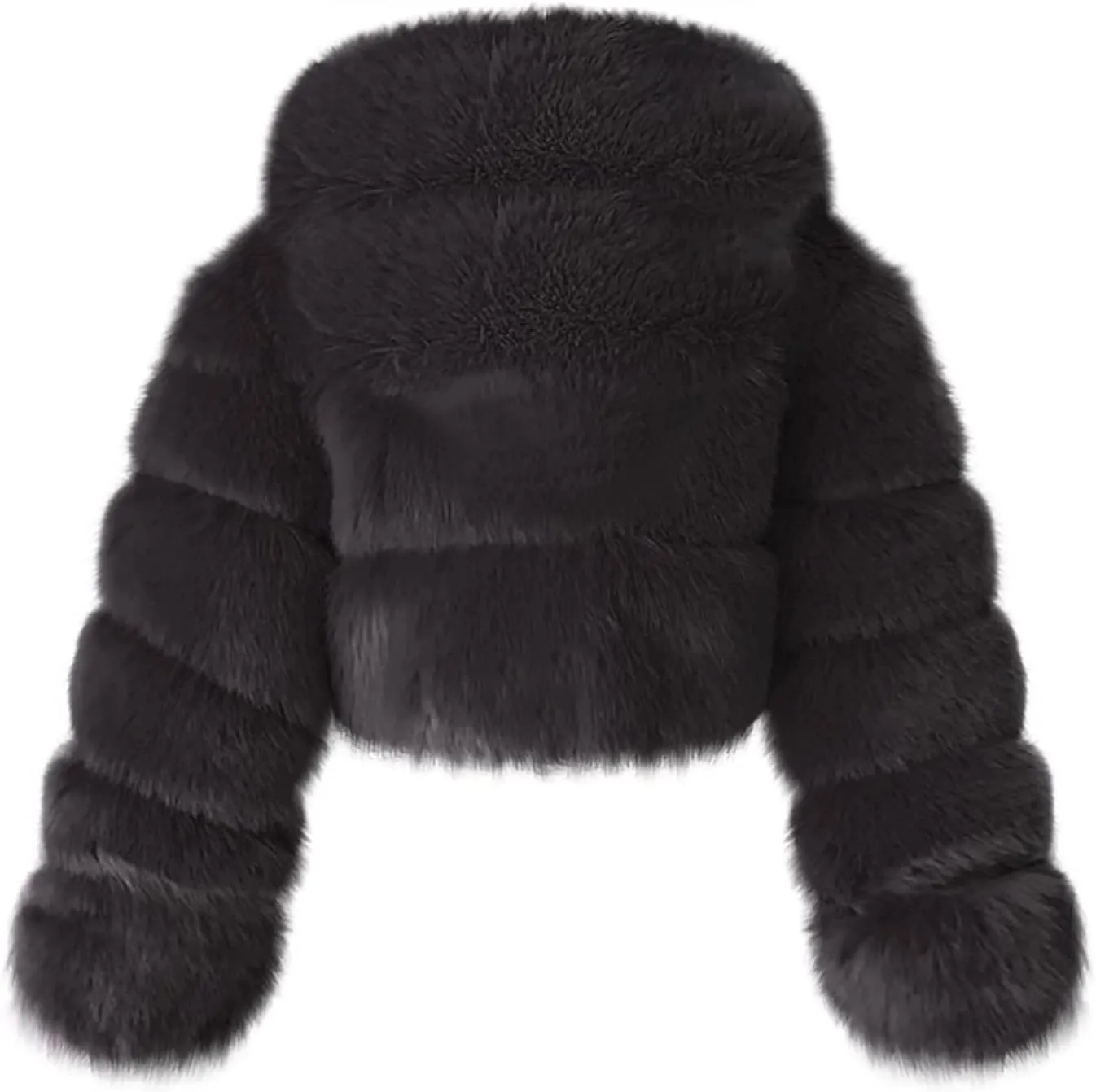 ZYXTIM Womens Hooded Faux Fur Coat Shearling Fluffy Fuzzy Shaggy Cropped Jackets Oversize Fuzzy Warm Winter Coat Outerwear